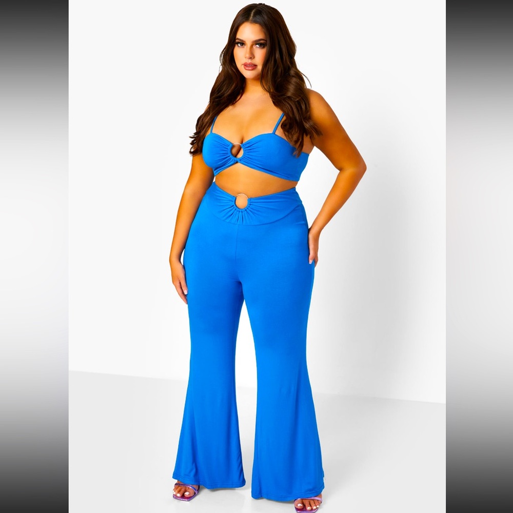 Foxy Mama Ringed Bell Bottom Pants & Crop Top Set
